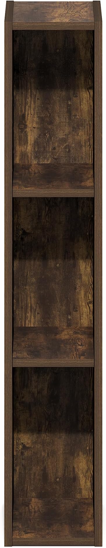 Furinno Fulda Book Shelf, 3-Tier Narrow Bookshelf, Bookcase with 6-in Width Storage Shelf, 9.3 x 5.9 x 31.5, for Living Room,