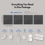 Keepo Peg Board Wall Organizer – Plastic Pegboard Panels, Modular Peg Board Storage System for Home Office, Craft Room, Gamin