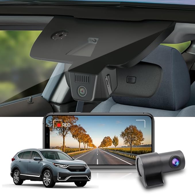 Fitcamx 2K Dual Dash Cam Adapts for Honda CR-V 2017-2022 LX EX Touring EX-L (Gen5), Integrated OEM Look, Front 1440P+Rear 108