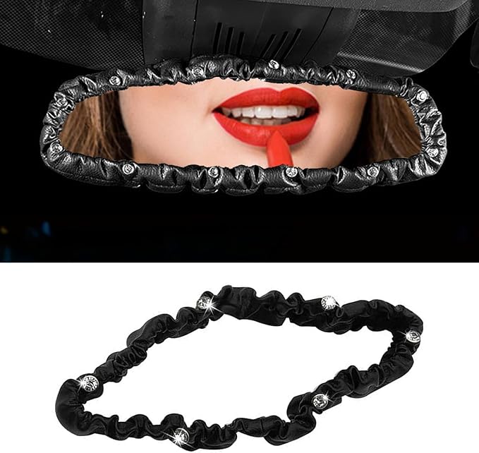 Dotesy 16 Pcs Bling Car Steering Wheel Cover Set with Crystal Seatbelt Shoulder Pads Diamond Butterfly Car Accessories for Women (Black)