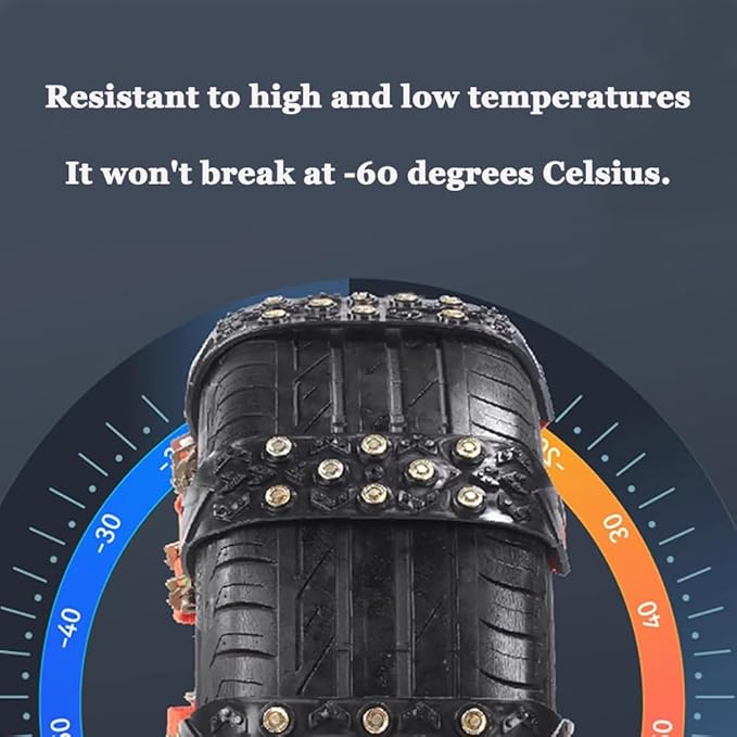 8 Pcs Chains On Wheels,1 Min Quick Fit Easy Installation Tire-Chains,Emergency Non-Slip Cable for Winter Driving on Snow, Ice