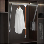 Pull Out Clothes Rail Extendable Pull Out Closet Rod - Stainless Steel Wardrobe Rail Tube, Pull-Down Clothes Organizer with S