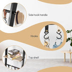 Wooden Ladder with Shelf for Decor, 6-Tier Decor Ladder with Non-Slip Mat & Hooks, Farmhouse Style Leaning Wall Display Holde