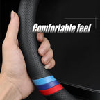 New Nappa Leather Car Steering Wheel Cover, Comfortable, Non-Slip, Sporty Style.for BMW Car Steering Wheel Covers.Black Yello