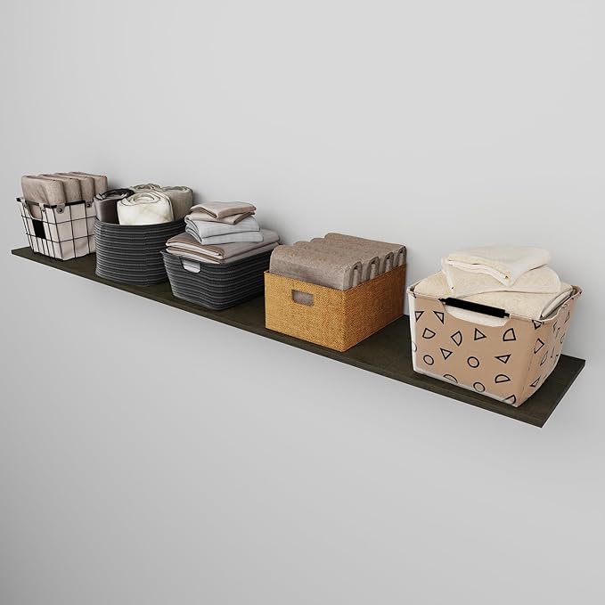 Floating Shelf Board for Wall 5/8" – 1 Pack Board Only, No Brackets – 72" L x 12" W x 0.6" T Ash Melamine Wood Floating Shelv