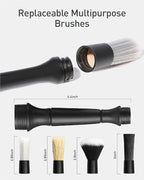 Fantasticlean 9PCS Car Interior Detailing Set, Microfiber Cloth & Applicator, Double-Head Detailing Brushes, Natural Bristles
