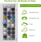 Unjumbly Baseball Hat Rack, 27 Pocket Over-The-Door Hat Organizer with Clear Deep Pockets to Display Baseball Caps Collection