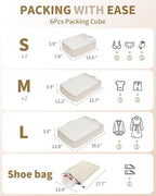 ECOHUB 6 Set Packing Cubes for Travel Durable Suitcase Organizer Bags Set with Personalized Tag Travel Essentials with Shoe B