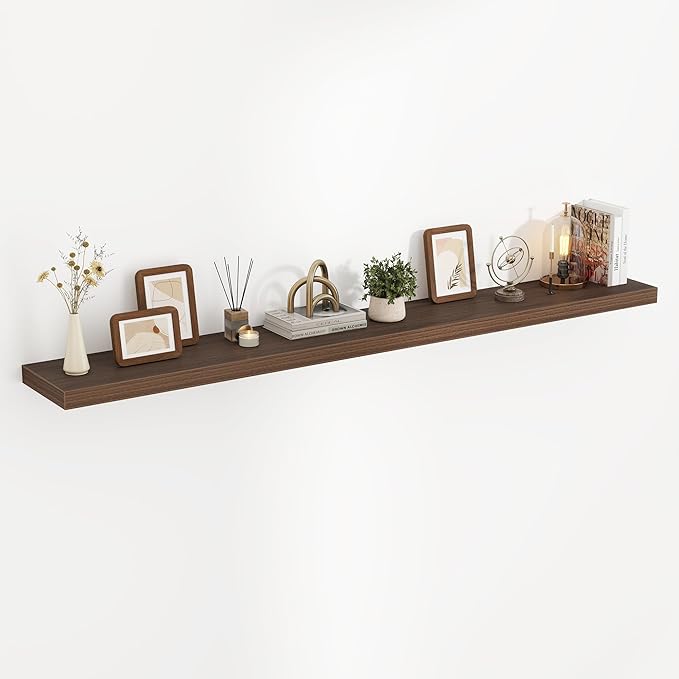 72 Inch Floating Shelves, 3D Textured Wood Grain, 72"x9.25"x1.5" Inch Deep Floating Shelves for Wall, Wooden Shelves for Bath