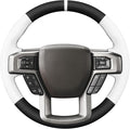 MEWANT Hand Sewn Black White Artifcial Leather Steering Wheel Cover Wrap for Ford F150 F250 F350 Expedition 2018-2021