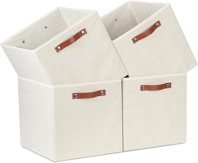 Temary Cube Storage Bins 4Pack Foldable Storage Baskets for Clothes Shelf Basket with Handles, Fabric Storage Boxes Organizer