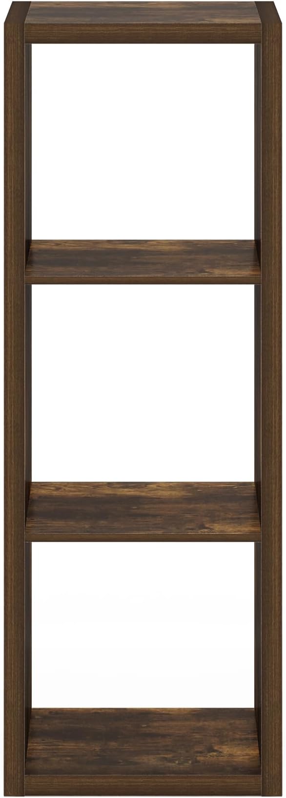 Furinno Cubicle Book Shelf, 3-Cube Bookshelf, Extra Thick Frame Horizontally & Vertically Reversible Bookcase with Open Back,