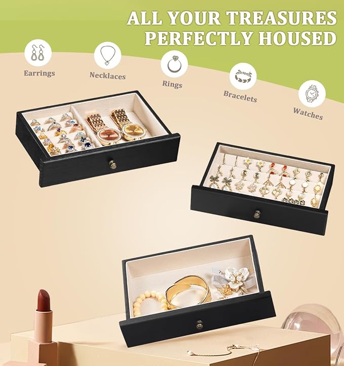 Jewelry Box Organizer, Rustic Wooden Jewelry Boxes for Women Girls, Large Storage Earring Holder Organizer Display for Earrin
