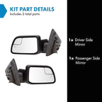TRQ Driver & Passenger Side Power Heated Mirror Set Paint to Match Spotter Glass with Puddle Light Compatible with 2011-2014 