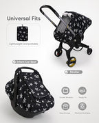 Car Seat Cover Baby Boy, Infant Car Seat Canopy Outdoor, 2 Layers with Mesh and Sun Shade Window for Summer Winter, Easy Acce