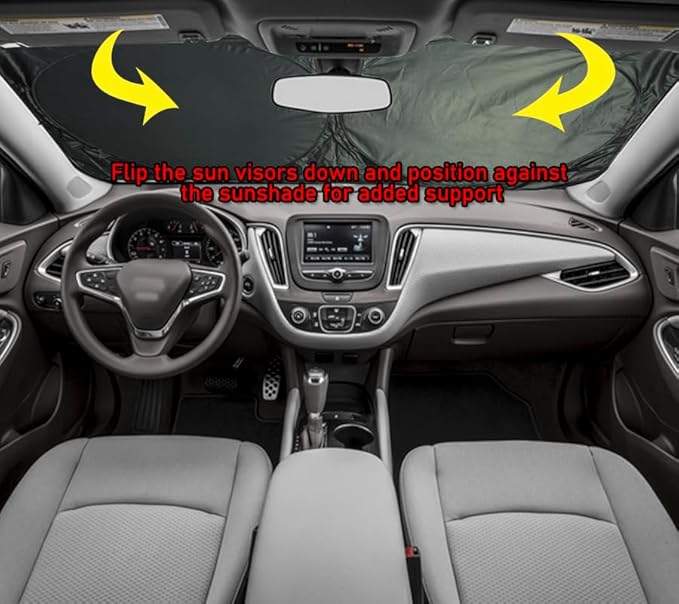Gven Windshield Sun Shade Universal Fit for Car Window Sunshades Cover Automotive Interior Sun Protector Accessories for Compact& Midsize Sedan,Com& Subcompact SUV,Small Pickup,Wagon(Red, S)