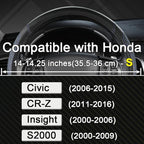 West Llama Customized Auto Car Steering Wheel Cover for Honda Civic, CR-Z, Insight, S2000, 14" - 14.25" (Diamond Quilted-Blac