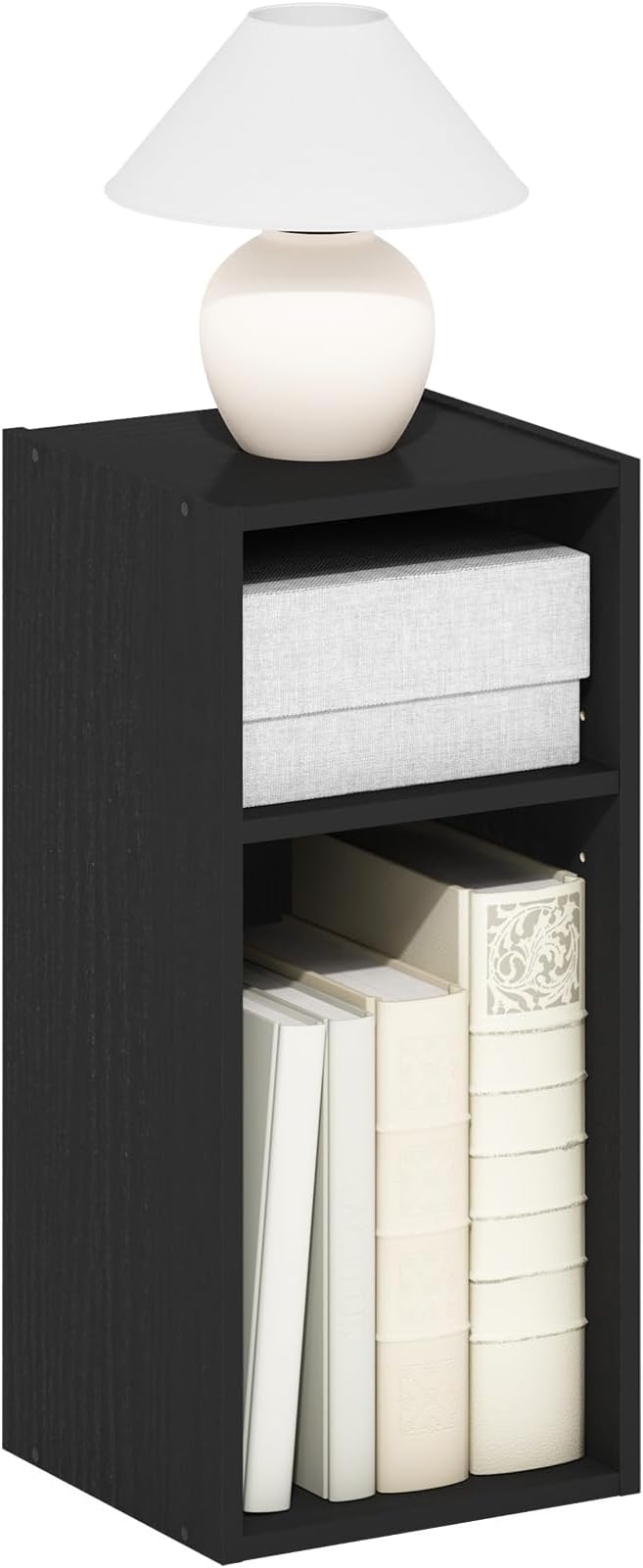 Furinno Fulda Book Shelf, 2-Tier Narrow Bookshelf, Bookcase with 10-in Width Storage Shelf, 9.3 x 9.8 x 21.2, for Living Room