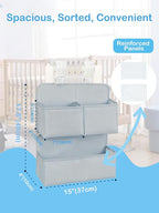 Hanging Diaper Organizer for Bassinet/Crib/Playpen/Playard – Hold 80+ Diapers - Changing Table Diaper Holder Attachment Acces