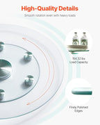 VEVOR 24 in Glass Lazy Susan Turntable, Tempered Glass Dining Table Centerpiece with 6 Rotating Wheels, 360° Smooth and Silen