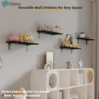 Floating Shelf Board for Wall 5/8" – No Brackets – 24" L x 8" W x 0.6" T Black Melamine Wood Floating Shelves for Bathroom, K