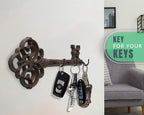 Comfify Cast Iron Skeleton Key Holder for Wall - Decorative Farmhouse Rustic Wall Mount Key Organizer - 3 Key Hooks - Vintage