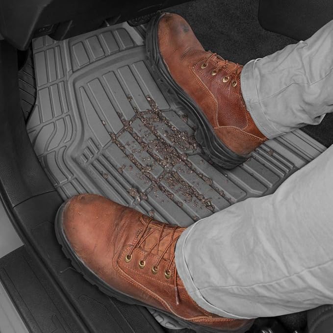 Cat® ToughRide™ Heavy-Duty 4 Piece Rubber All Season Floor Mats for Car Truck Van SUV, Black - Premium Trim to Fit Cars Floor Mat, All Weather Deep Dish Automotive Floor Mats, Total Dirt Protection