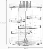 HBlife 360 Rotating Makeup Organizer Plus Size Adjustable Carousel Large Capacity Revolving Perfume Organizer Skincare Organi