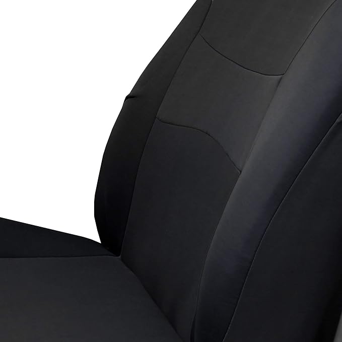 FH Group Light & Breezy Flat Cloth Cars Seat Covers Combo Steering Wheel Cover & Seat Belt Pads, Airbag and Split Rear Univer