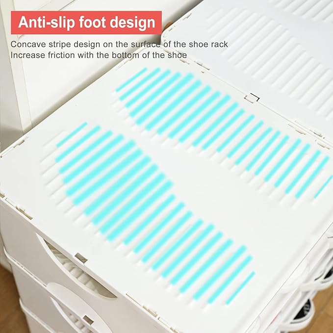 6-Tier Shoe Rack,Stackable Shoe Storage Organizer for Bedroom Entryway, Adjustable Shoe Rack,Shoe Slots Organizer Shelf, Easy