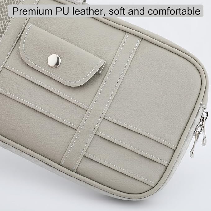 Car Sun Visor Organizer, Auto Interior Accessories Pocket Organizer - Car Truck SUV Storage Pouch Holder, with Multi-Pocket Net Zipper (Gray)
