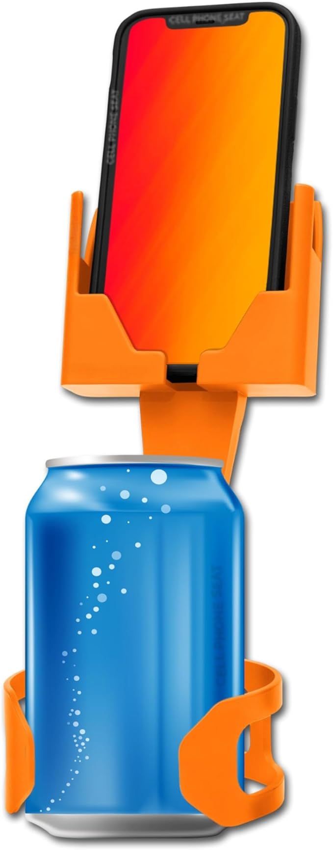 CELL PHONE SEAT - Cup Holder Phone Holder Mount for Car - Universal Adjustable Expander Cradle Hands-Free Driving - Compatible with All Smartphones iPhone Samsung Google Android Orange