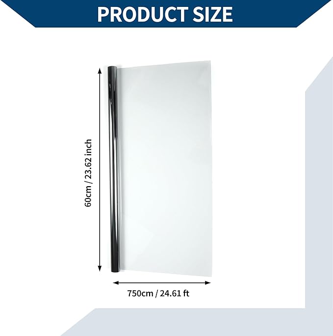 Car Window Tint Film Window Privacy Film Car Carbon 2 PLY PET 24.61 ft x 23.62 Inch 1 Pc Gray VLT 70% IRR 20% UVR 40%