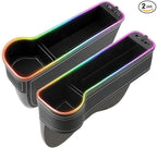 2 Pack Car Seat Gap Organizer Filler Multifunctional Seat Gap Storage Box with USB Fast Charger Car Seat Pockets with Led Light Car Seat Gap Filler with Cup Holder
