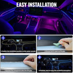 Ambient Lighting Car Led Lights Interior Kit,8 in 1 RGB Music Sync Acrylic Led Lights for Car Interior,234 inches DIY Fiber Optic Neon Accent Strip Ambiance Lighting with Wireless APP Remote