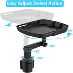 DOUBFIVSY Larger Cup Holder Tray for Car, 10 inch Car Food Tray with Phone Holder Detachable 3 in 1 Car Cup Holder 360° Rotat