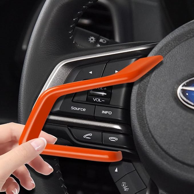 Auovo Steering Wheel Cover Trims for Subaru Crosstreck Outback Legacy Accessories 2018-2025 2026 Steering Wheel Panel Frame Covers for Subaru Impreza 2017-2026/19-26 Forester/Ascent 2018-2026 (Orange)