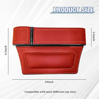 Car Seat Gap Filler Organizer with Cup Holder Expander, Leather Console Seam Filler Storage Box, Auto Front Seat Gap Organizer for Phones Keys Glasses, Universal Fit (Wine Red Driver)