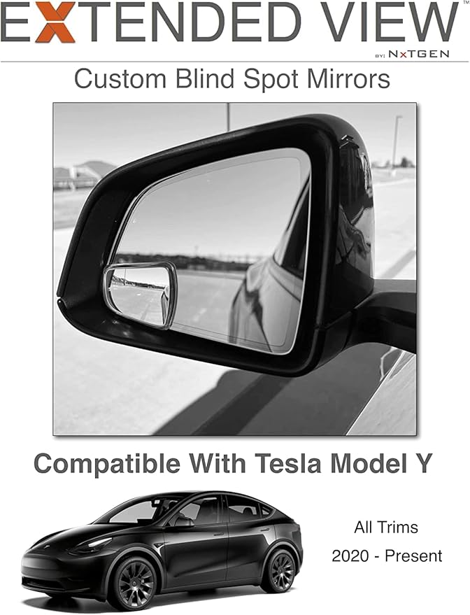 Blind Spot Mirrors- Compatible with Tesla Model Y Extended View - 2 Piece Set (Left & Right)