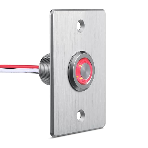 Acegoo 12V Dimmer Switch for LED RV Lights - Push Button with Red Ring Light, Ideal for RV, Camper Van, Boat, Truck, Cars Lighting & LED Strip Light - DC12-24V 6A Full Aluminum (Sliver)