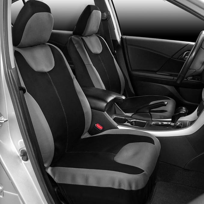 Motor Trend Perfect Symmetry Gray Car Seat Covers, Full Set – Waterproof Neoprene Foam Lining, Durable Front and Back Rear Be
