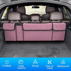 Car Trunk Organizer with Lid, Large Waterproof Vehicle Backseat Hanging Storage Bag with 4 Pockets & Adjustable Straps, Colla