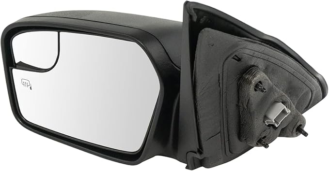 TRQ Power Heated Textured Black Side Mirror Set w/Puddle Light Driver & Passenger Compatible with 2011-2012 Ford Fusion, 2011