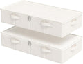 Underbed Storage Bins Compartment, Foldable Under Bed Boxes Organizer, Cube Container with Lid for Organizing Clothes, Sheets