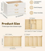 Enthralite Jewelry Box with 2 Drawers: Display Organizer for Earrings Necklaces - Gift for Girls Women (White)