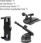 xik Universal Car Tablet Mount Holder - 2-in-1 [CD Slot + Suction Cup] Mount for Windshield, Dashboard, CD Player - Secure Stand for iPad & All Tablets 4.7" to 12.9"