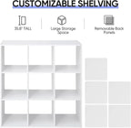 SUPER DEAL 9 Cube Storage Organizer 11 inch Cube Storage Shelf 3 x 3 Wood Bookcase Display Bookshelf with 5 Removable Back Pa