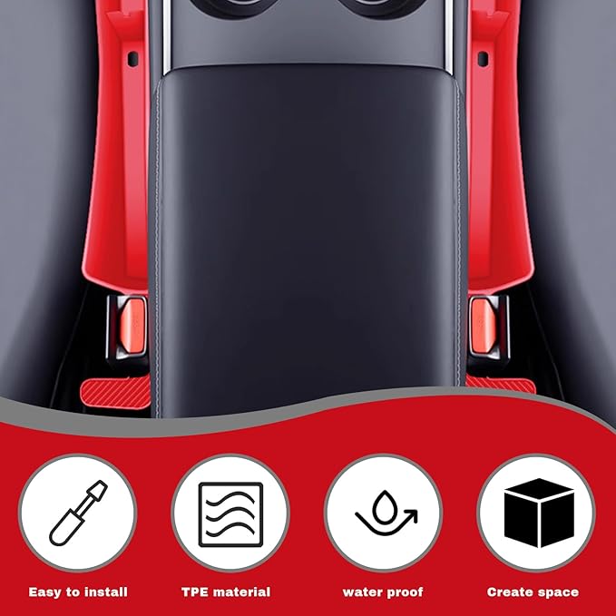 2PCS Car Seat Gap Filler, Vehicle Seat Organizer for Avoiding Dropped Items, Fill The Gap Between Seat and Console, No Drop Seats Guard for Coins Wallets Keys, Universal Car Accessories (Red)