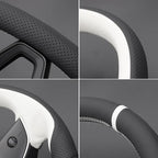 MEWANT DIY Stitching Real Leather Steering Wheel Cover Wrap for Tesla Model 3 Highland 2023-2025/Model Y 2025 Highland for Tesla Model 3/Model Y Accessories(3D Style)
