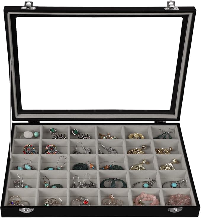 Stratalife Jewelry Organizer Earring Holder Jewelry Tray Earring Storage Organizer Display Rock Collection Box Jewelry Storag
